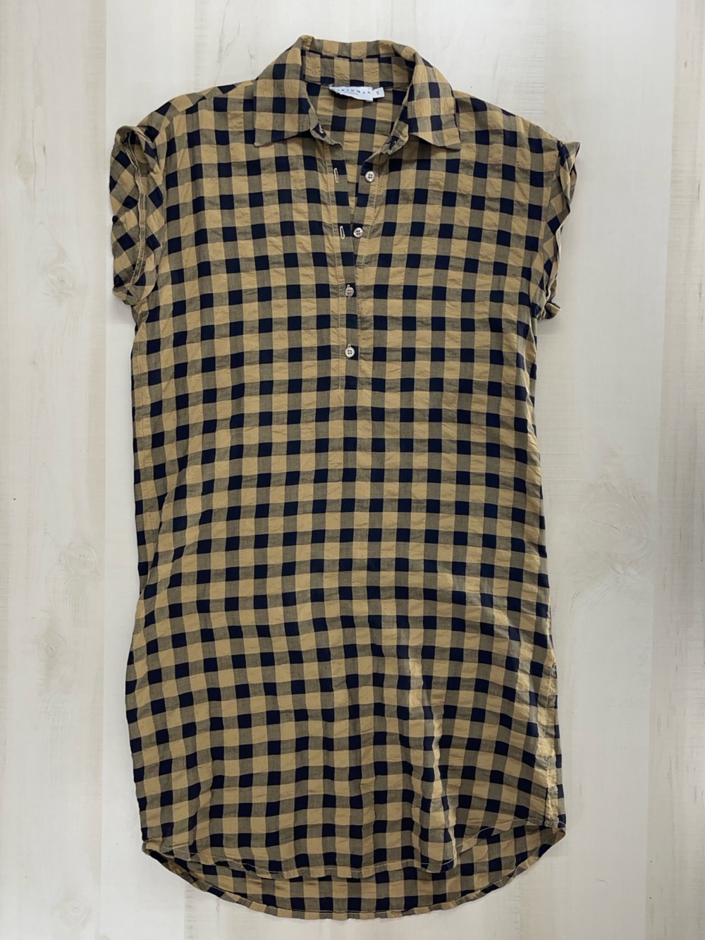 HARSHMAN plaid shirt dress textured small lagenlook